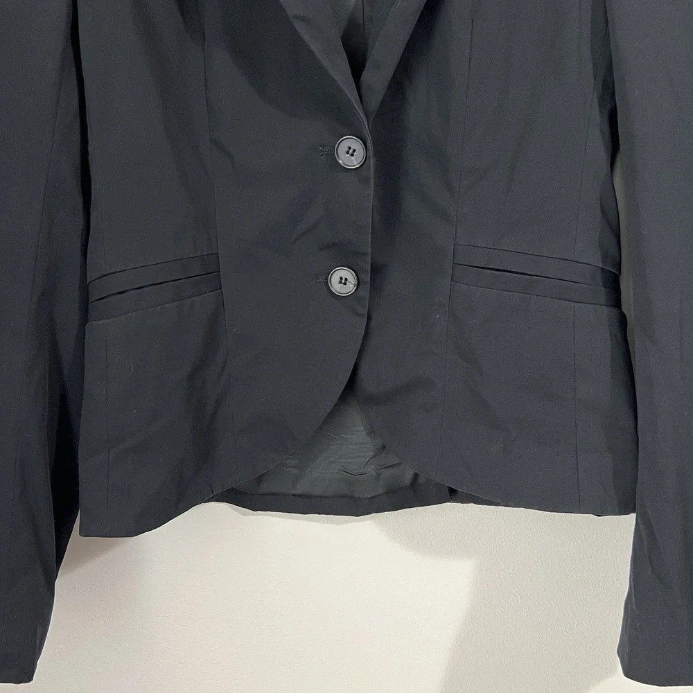 Theory Blazer Women's 6‎ Black Cotton Single Breasted Peak Lapel Classic Career